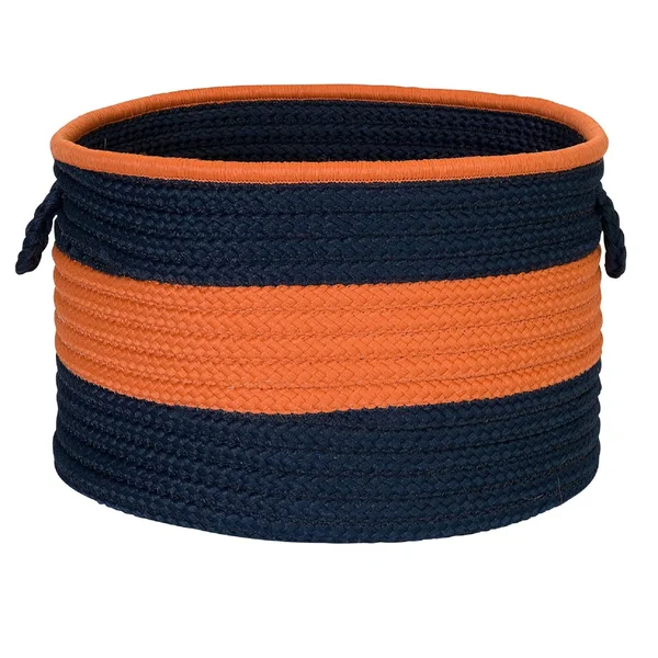 Colonial Mills Color Block Navy & Orange 18x22x12x22 Round Basket