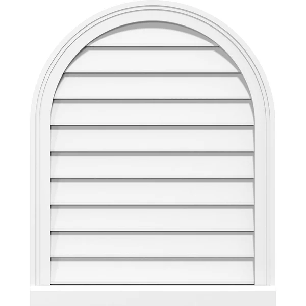 Ekena Millwork GVPRT16X3203SF 16x22W x 32x22H Round Top Surface Mount PVC Gable Vent: Functional - w/ 2x22W x 2x22P Brickmould Si