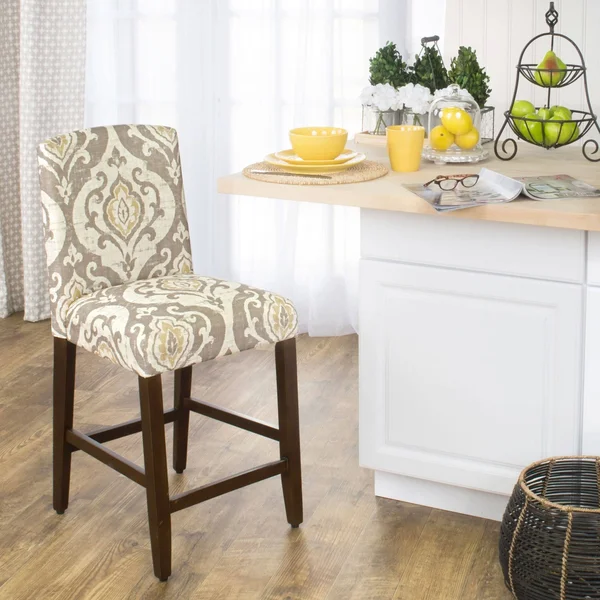 HomePop Suri Tan/Taupe/Cream Fabric 24-inch Counter-Height Curved-Top Barstool