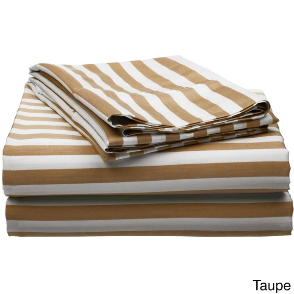 Superior Cotton Rich 600 Thread Count Cabana Sheet Set Full-Taupe