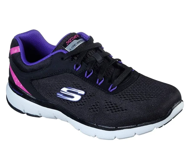 Skechers Women's Flex Appeal 3.0 Steady Sneaker, Black/Purple