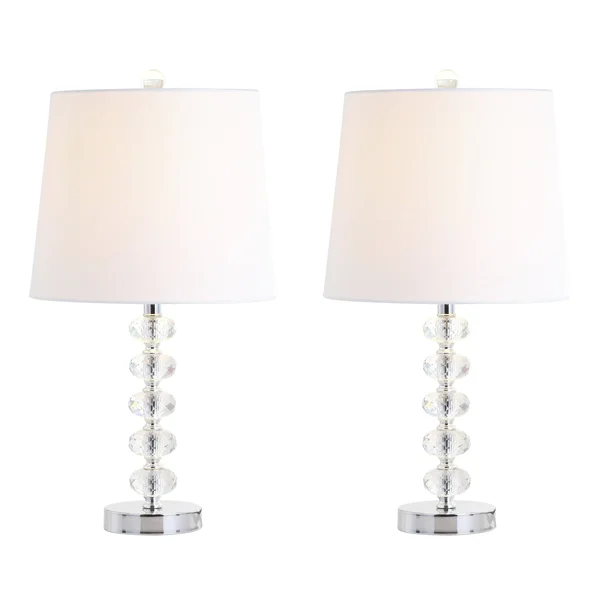 Kevin 22x22 Glass/Metal LED Table Lamp - Clear/Chrome (Set of 2) by Jonathan Y