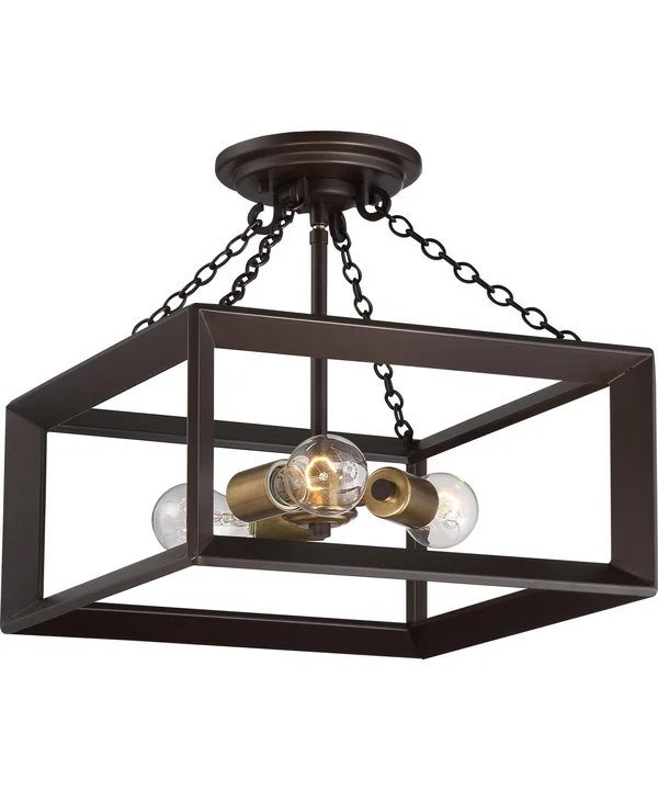 Quoizel BKH1714WT Brook Hall Semi Flush Mount Light - Western Bronze