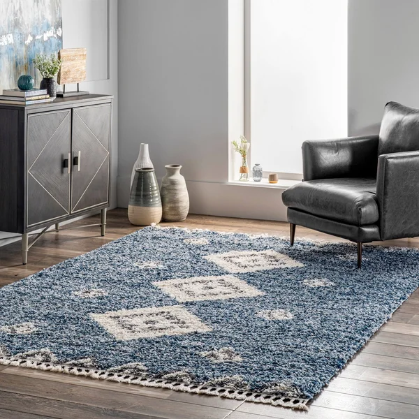 nuLOOM Transitional Regina Shag Blue 2 ft. 6 in. x 10 ft. Indoor Runner Rug