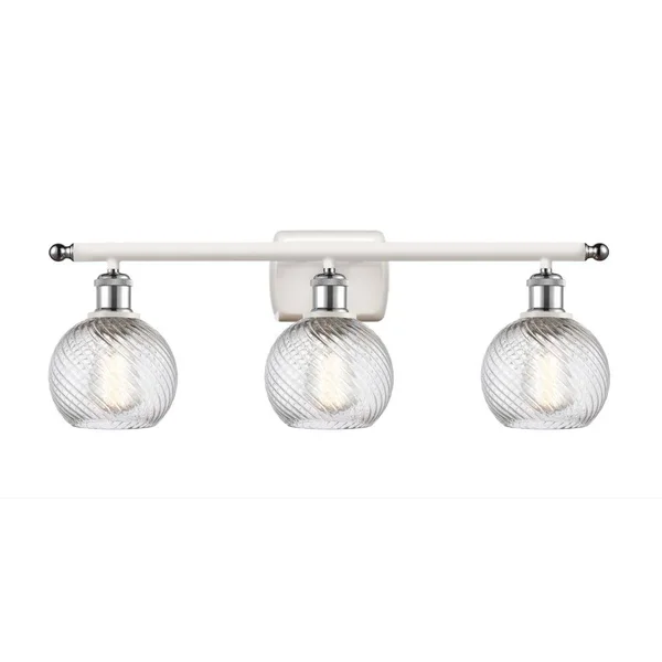 Innovations 516-3W-WPC-G1213-6-LED Deco Swirl 3 Light 26 inch Bath Vanity Light in White and Polished Chrome