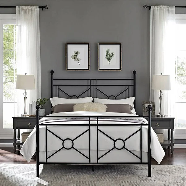 Pemberly Row King Metal Poster Bed in Black - PR-4753-1909666