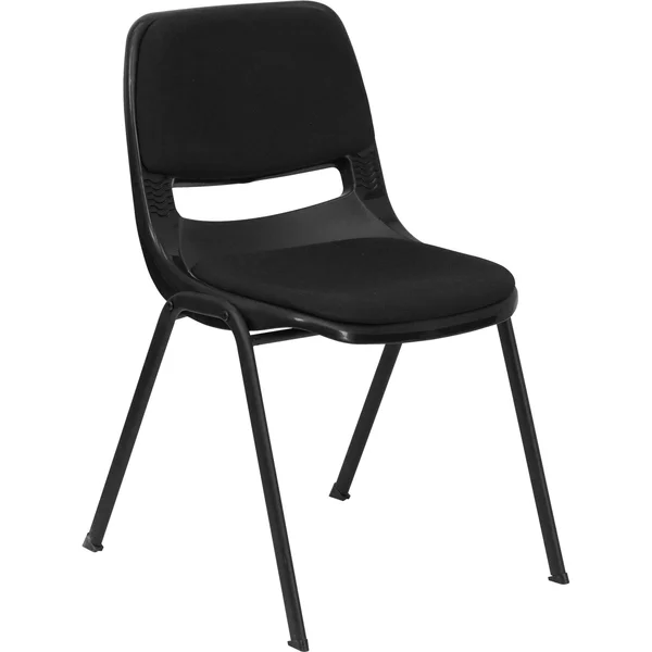 Flash Furniture Comfort Back Series Black Leather Side Reception Chair with Walnut Legs