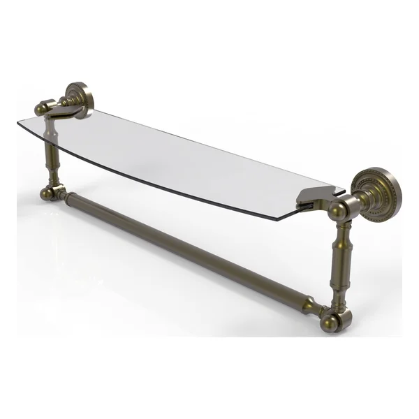 Allied Brass DT-33TB-18-ABR 18 in. Dottingham Glass Vanity Shelf with Integrated Towel Bar Antique Brass