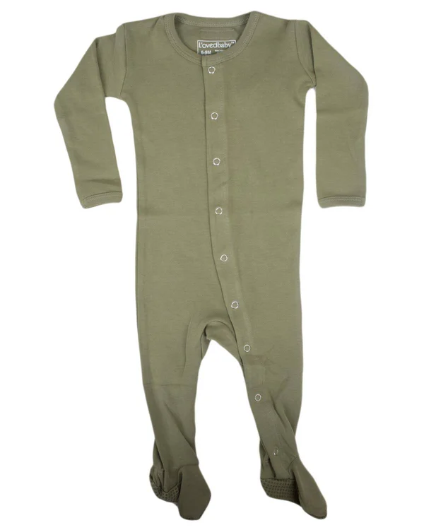 L&ovedbaby Organic Cotton Footie Solid Colors 0-3M - Sage