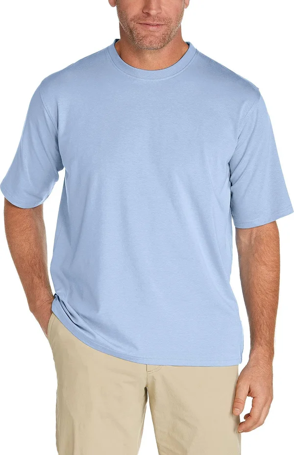 Coolibar Men's Morada Everyday Short Sleeve T-Shirt, SPF Shirts for Men, Blue, Large