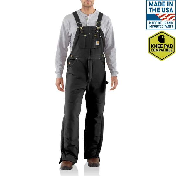 Carhartt Duck Bib Overall - Arctic Quilt Lined - Black-50x30