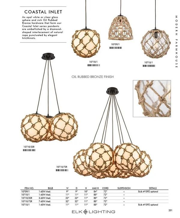 Elk Lighting Coastal Inlet 1 Light Pendant in Oil Rubbed Bronze
