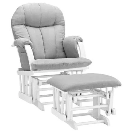 Angel Line Riley Glider and Ottoman - White/Gray