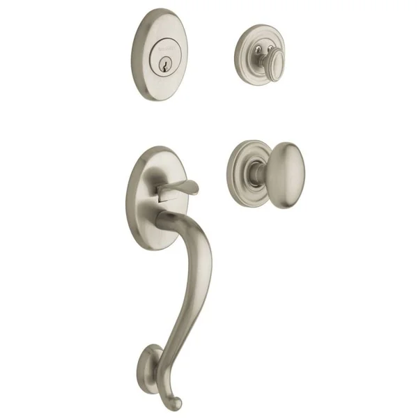 Baldwin Logan Full Dummy Sectional Handleset Egg Knob Satin Nickel