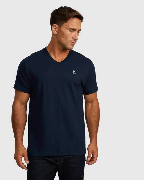 Mens Classic V Neck Tee - B6U100ARPC 410 Navy, Xxs