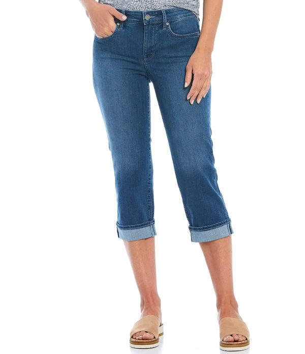 Nydj Marilyn Cuffed Crop Cool Embrace Denim Jeans - Womens, 4, Deleon