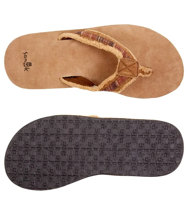 Sanuk Men's Fraid So Flip Flop - Red Brown - 7