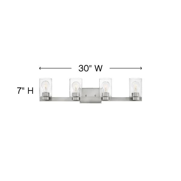 Hinkley Lighting Miley 4 Light Bath - Brushed Nickel/Clear - 5054BN-CL