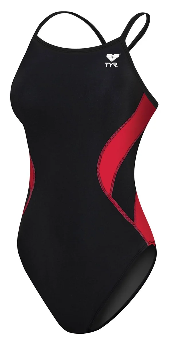 TYR DSPN1A Women's Alliance Splice Diamondfit Swimsuit - Black/Red - 30