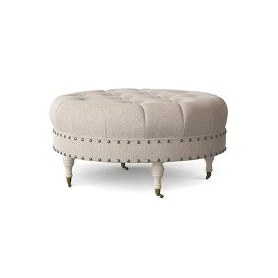 Wyatt Cocktail Ottoman Wayfair Custom Upholstery Body Fabric: Nobletex Platinum - Nailhead Detail: Black Nickel