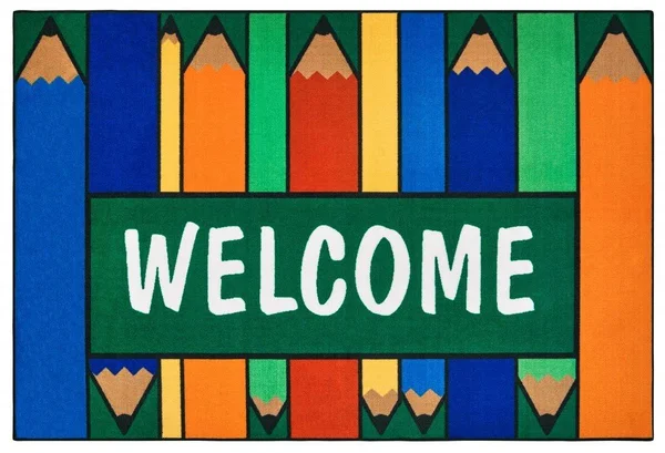 Carpets for Kids 48.36 4 x 6 ft. Rectangle Colorful Pencils Welcome Rug