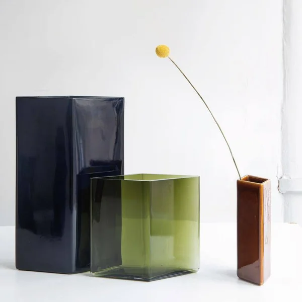 Iittala Ruutu Ceramic Vase 7.25x22 Dark Blue