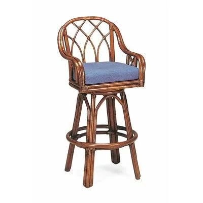 Edgewater 24x22 Swivel Counter Stool Braxton Culler Frame Color: Black, Upholstery Color: Gray and White Performance Stripe; 026