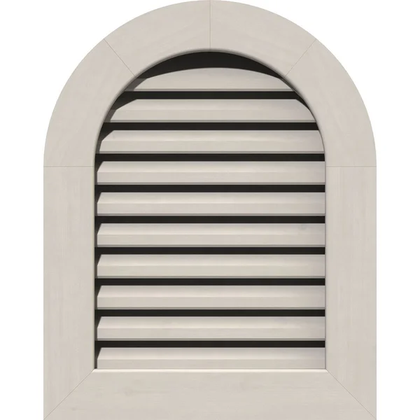 Ekena Millwork GVWRT30X3601SFPPI 30x22W x 36x22H Round Top Gable Vent (35x22W x 41x22H Frame Size): Primed, Functional, Smooth P