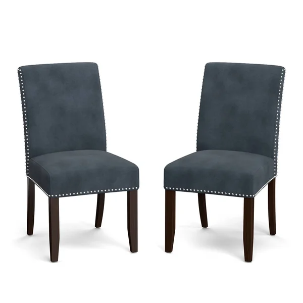 Set of 2 Manassa Upholstered Dining Chairs Linen Slate Blue - Handy Living