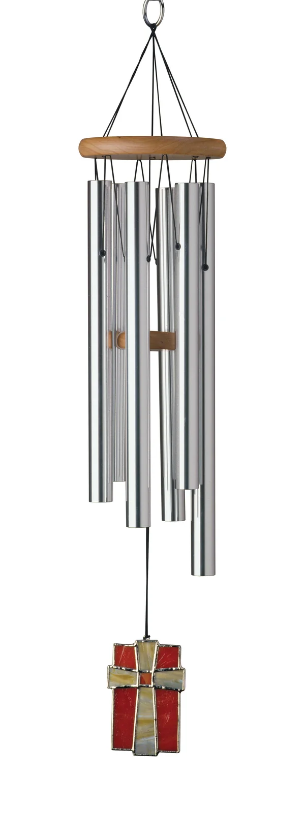 Woodstock Chimes Amazing Grace Stained Glass Windchime - Silver