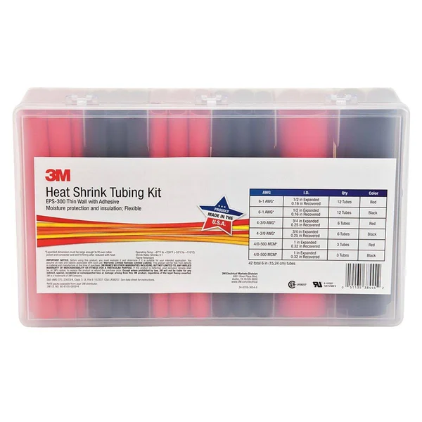 3M Thin-Wall Heat Shrink Tubing EPS-300, Adhesive-Lined, Black/Red