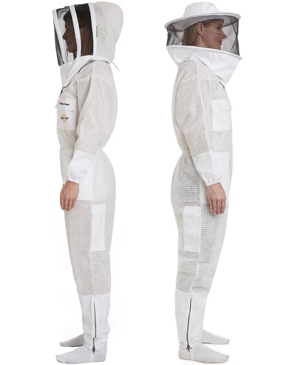 Natural Apiary Zephyros - 3 Layer Ventilated Beekeeping Suit with 2 Veils Round & Fencing - Stay Protected & Cool Forest