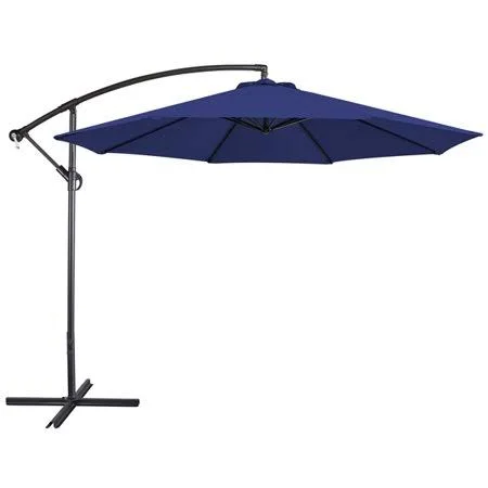 Smilemart 10 Foot Offset Cantilever Patio Umbrella with Crank, Blue, Size: 10&
