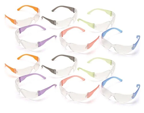 Pyramex S4110SMP Intruder Safety Glasses 12 Pack, Clear Lens with Assorted