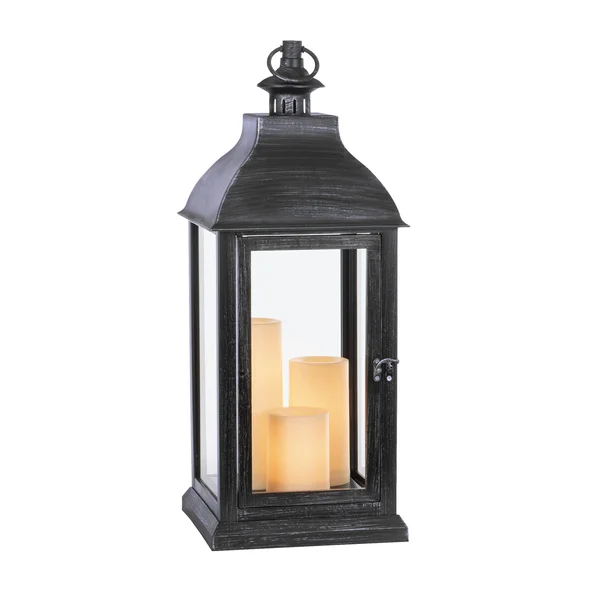 Sterno Home 9.25-in x 22.6-in Black Resin Pillar Candle Outdoor Decorative Lantern, GL43859