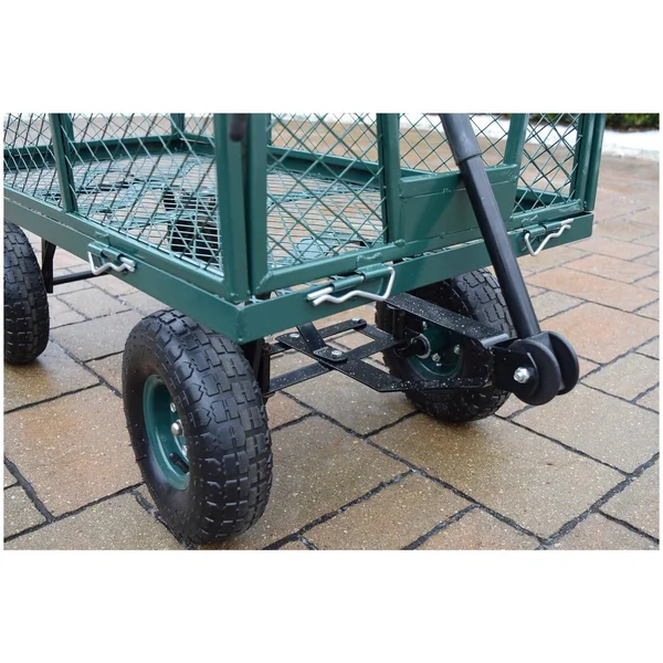 45 Sturdy Forest Green Metal Garden Utility Cart with Adapter Handle