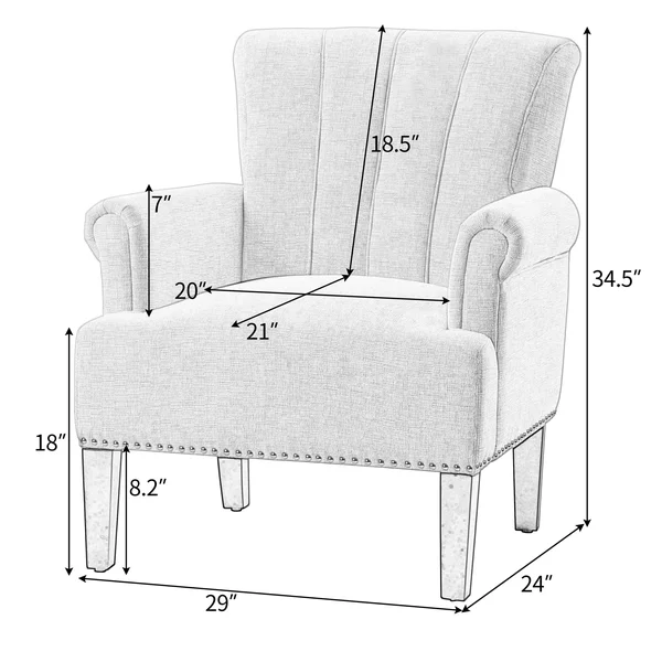 AOOLIVE Modern Button-Tufted Wingback Accent Chair - Cream