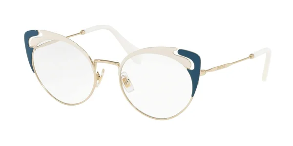 Miu Miu MU50RV Eyeglasses - Pale Gold/Ivory/Blue (1061O1)