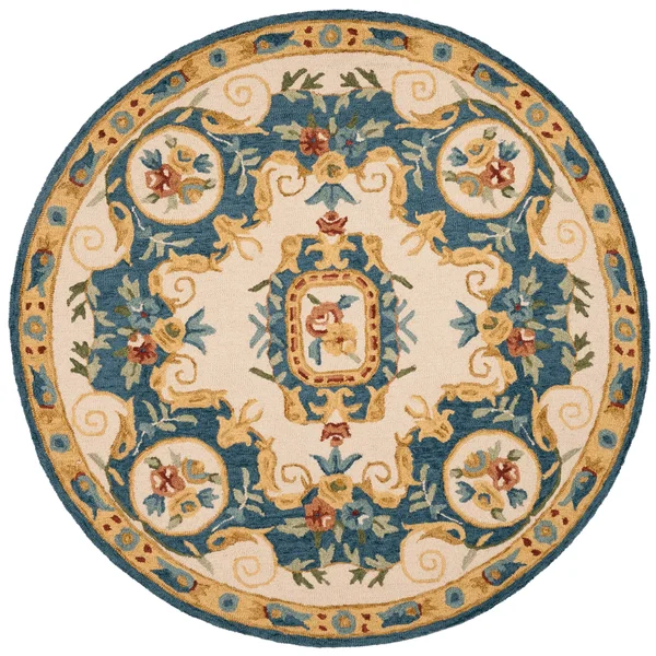 Safavieh Micro-Loop MLP601A 5&0x22 x 8&0x22 Cream - Blue Area Rug