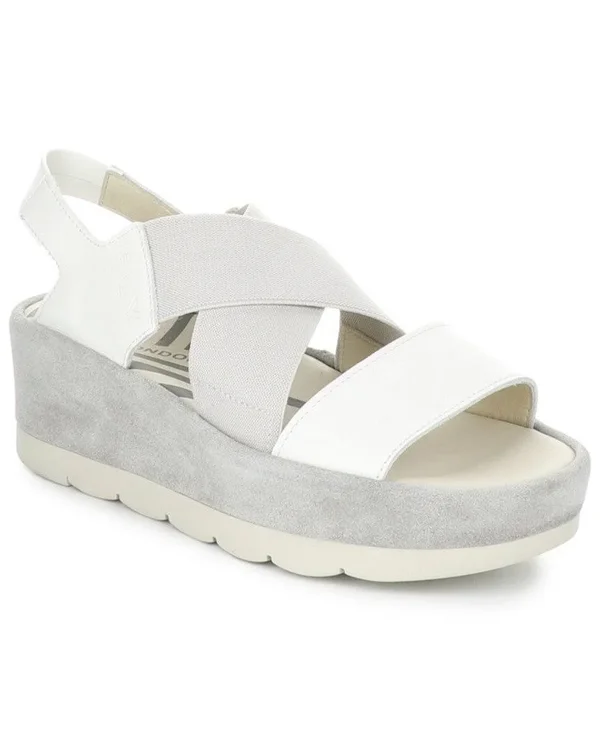 Fly London Bime Leather Wedge Sandal, White, 38