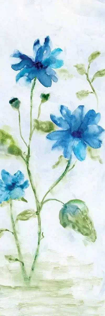 Nan 3-Piece Canvas Print Set - Blue Summer Silhouette I ( Floral & Botanical > Flowers art)