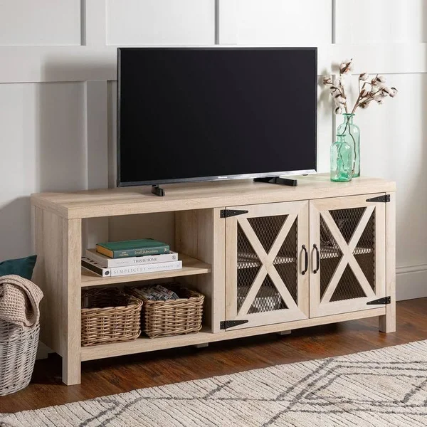 Delacora We-Bd58abmd Plano 58 inch Wide Farmhouse TV Stand - Size: 64, White