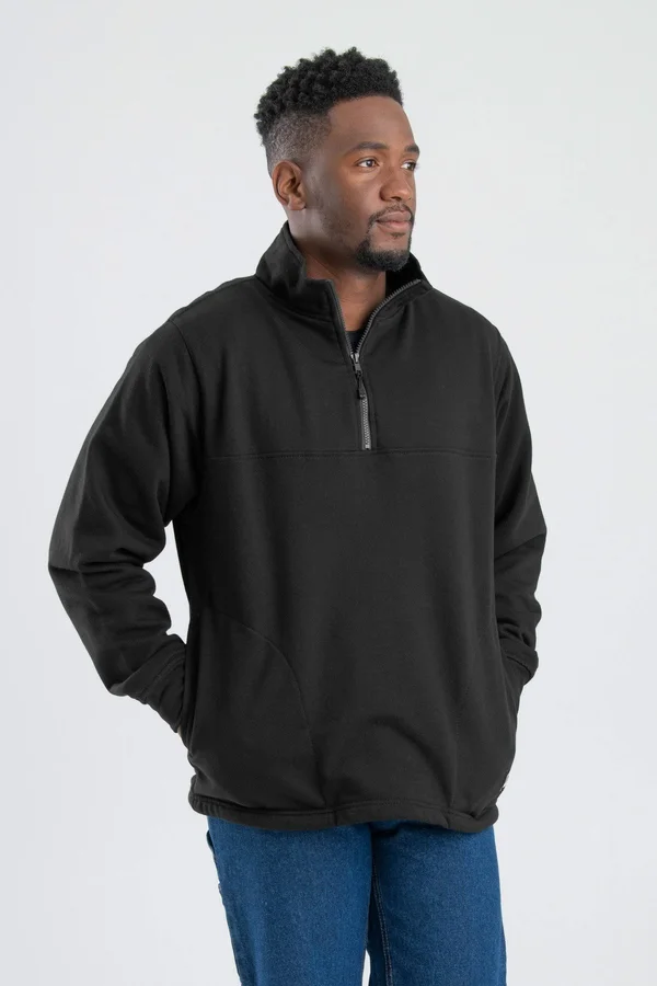Berne Men's Thermal Lined Quarter Zip Sweatshirt - Navy - M - Tall