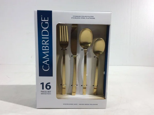 Cambridge Beacon Gold Satin 16-Piece Flatware Set - Service for 4 - Gold Satin