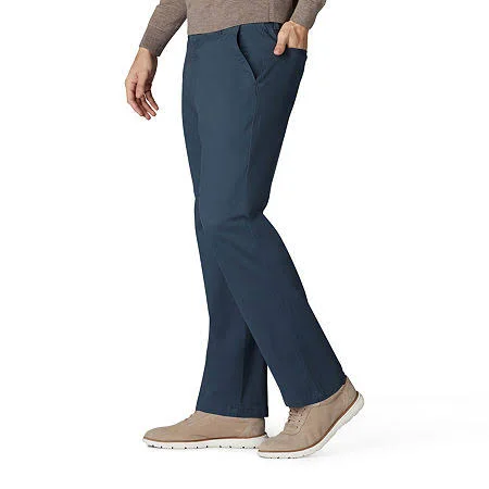 Lee Extreme Comfort Men's Straight Fit Khaki Pants, 34 32, Blue