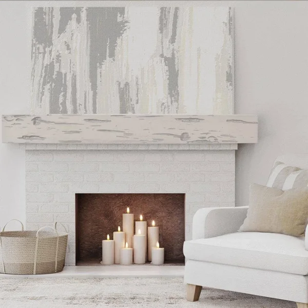 Ekena Millwork MANUPC08X12X72BP 8x22H x 12x22D x 72x22W Pecky Cypress Faux Wood Fireplace Mantel - Burnished Pine