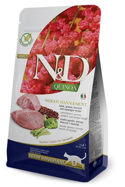 Farmina Nu0026D Quinoa Weight Management Lamb Dry Cat Food, 11-lb