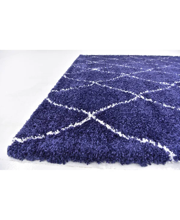 Unique Loom Trellis Rabat Shag Area Rug (8& x 10& - Navy Blue)