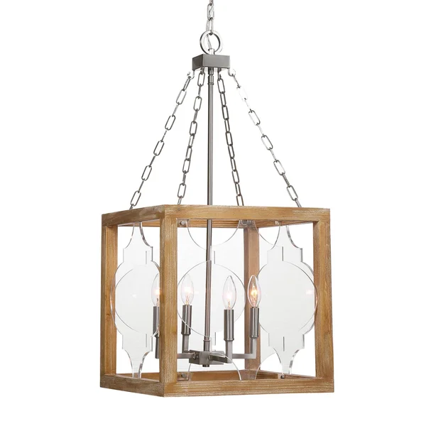 33x22 Brown and Clear Contemporary 4 Light Lantern Pendant 34299574