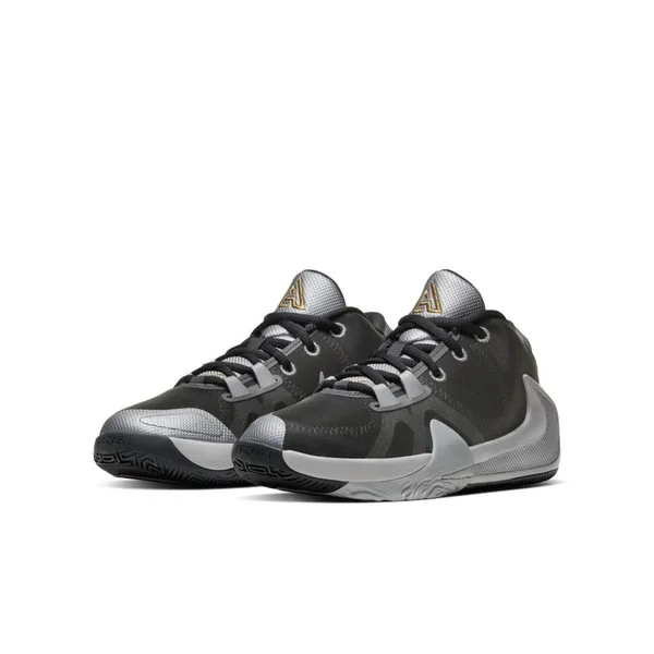 Nike Freak 1 Smoke Grey Grade School Kids& Basketball Shoes, Silver/Gold, Size: 4.5